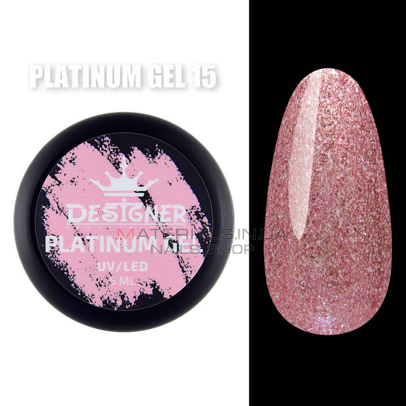 Platinum Gel Гель - платинум Designer Professional із шиммером, 5 мл. №15