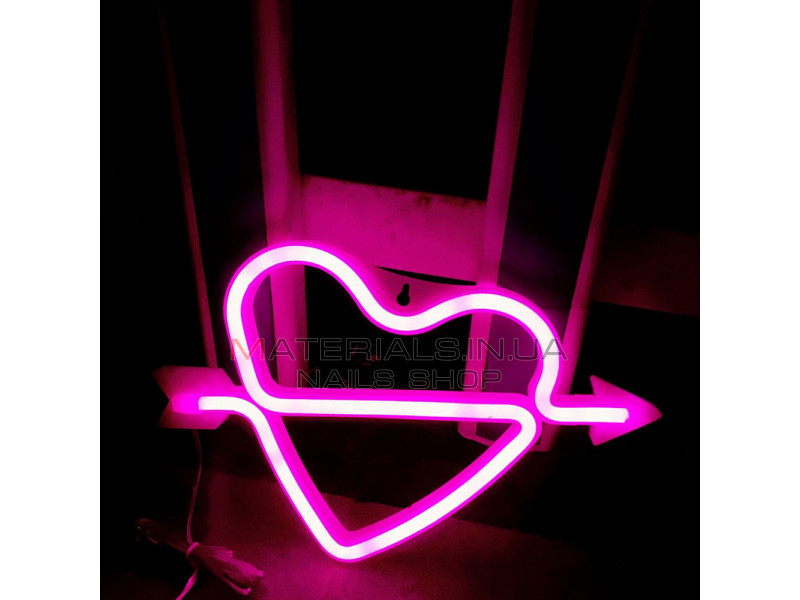 Ночной светильник Neon Sign — Rose Arrow Heart