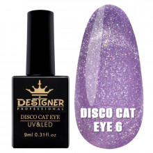 Светоотражающий гель-лак Disco Cat Eye №6, 9 мл., Дизайнер (Кошачий глаз)