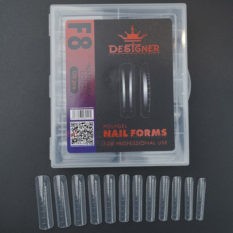 Верхні форми Дизайнер F8 Natural long - Polygel Nail Forms