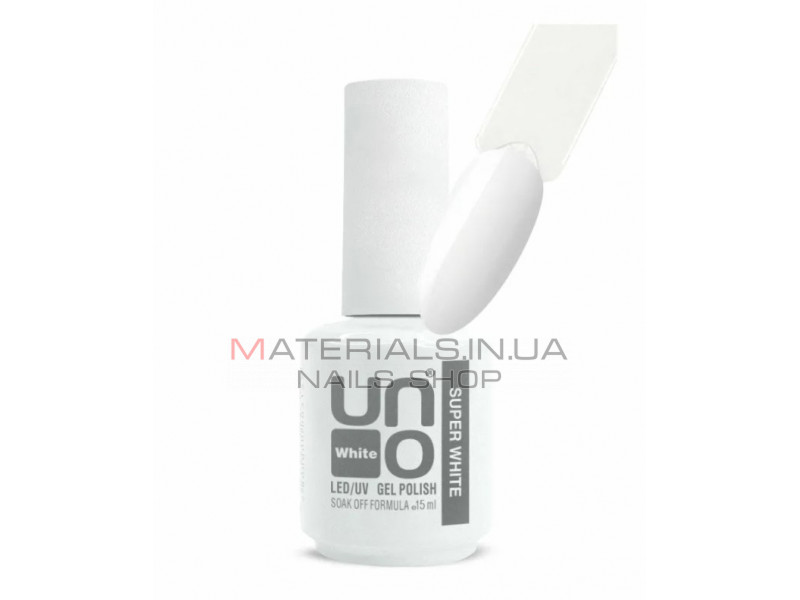 UNO Super White/Супер білий гель лак для нігтів (нанесення в 1 шар), 15 мл.
