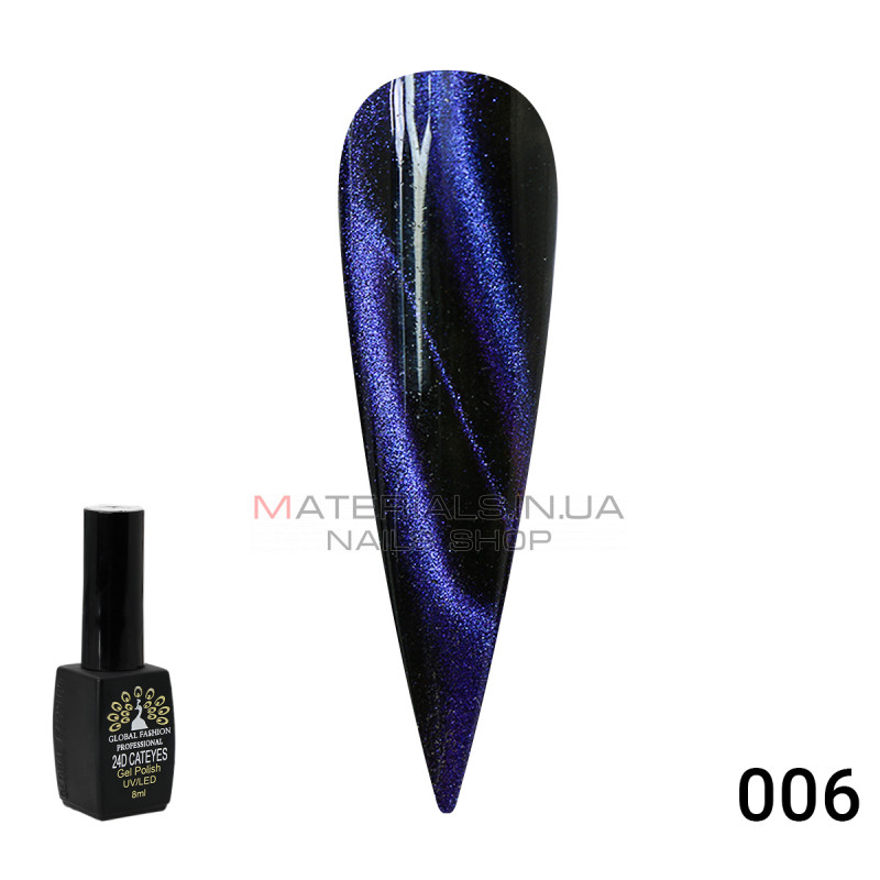 Гель лак котяче око 24D Galactic Global Fashion 8 мл, 06 Гель лак котяче око 24D Galactic Global Fashion 8 мл, 06