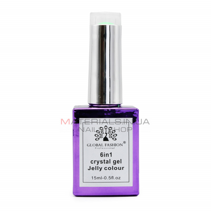 Гель для нарощування 6 in 1 crystal gel jelly colour, 15 мл, 6601