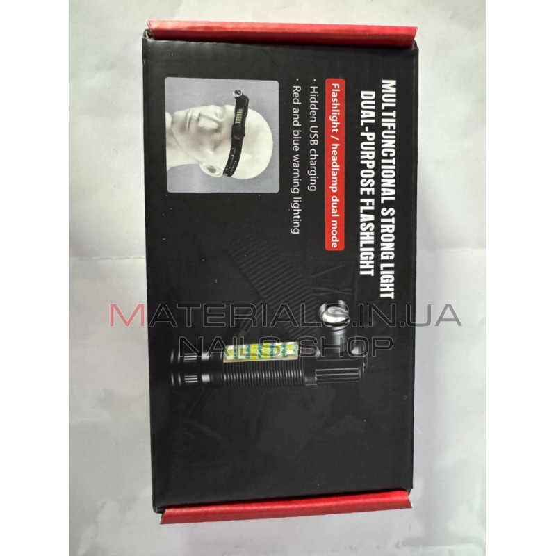 Фонарик аккумуляторный 2 в 1 ручной + налобный с USB — SY-2209