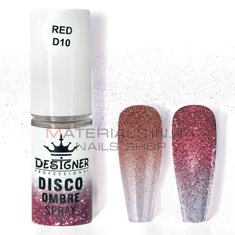 Disco Ombre Spray (7 г.) Red D10 - світловідбивна спрей пудра Дизайнер для створення омбре на нігтях