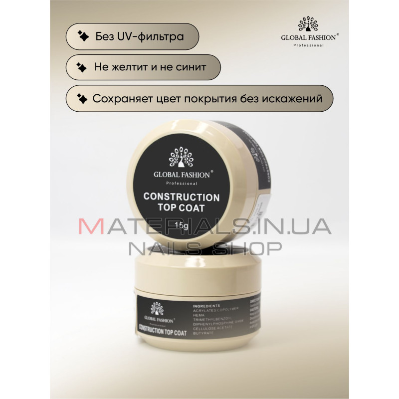 Конструирующий топ (15 г), Construction Top Coat, Global Fashion