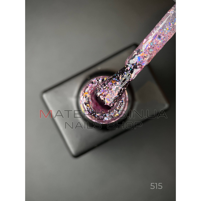 Гель лак Magic glitter 515 Дизайнер (9мл.) - з пластівцями різних розмірів та блискітками хамелеон