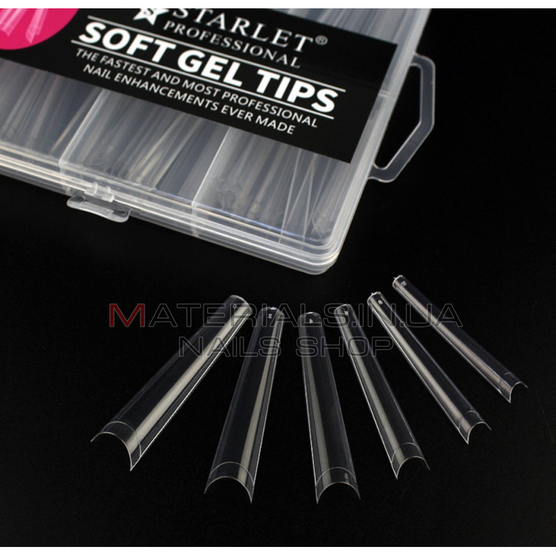 Типси гелеві Starlet Professional Soft Gel Tips 1, 240 шт., екстра довга арочна балерина, прозорі