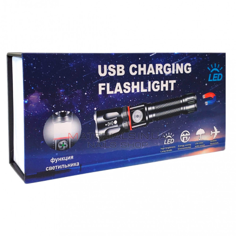 Фонарь ручной Аккумуляторный LED  Y-1809 360 ° СОВ + Магнит USB Charging