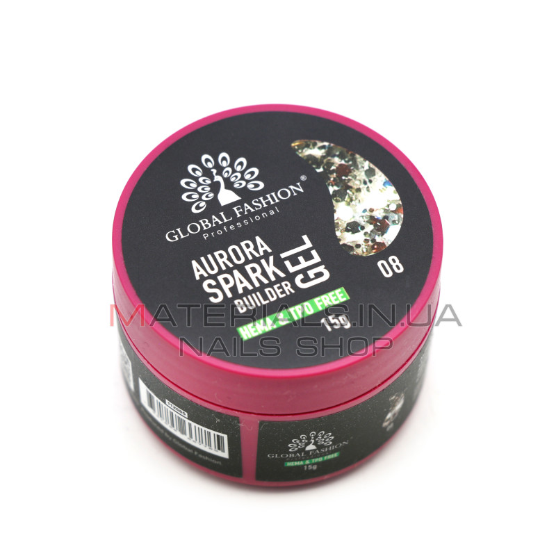 Гель для моделювання нігтів 15 г, Aurora Spark Builder gel 08