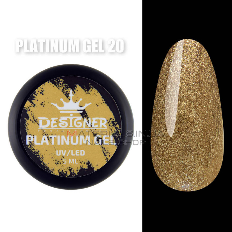 Platinum Gel Гель - платинум Designer Professional с шиммером, 5 мл. №20 Platinum Gel Гель - платинум Designer Professional с шиммером, 5 мл. №20