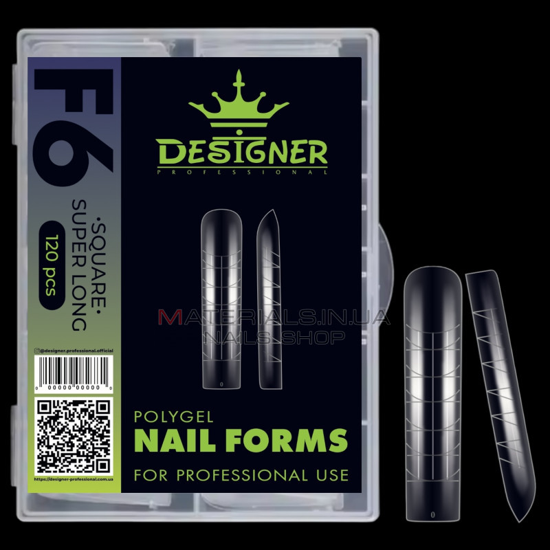 Верхні форми Дизайнер F6 Square super long - Polygel Nail Forms Верхні форми Дизайнер F6 Square super long - Polygel Nail Forms