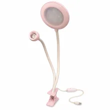 Манікюрна лампа 2в1 гелеві типси 5 Вт та LED-освітлення 12 Вт, USB, прищіпка, Pink