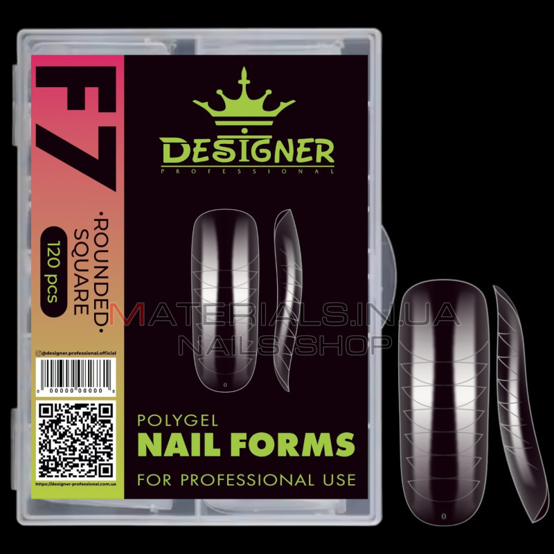 Верхні форми Дизайнер F7 Rounded square - Polygel Nail Forms