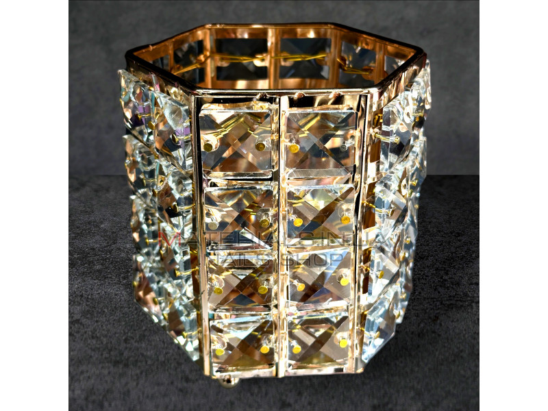 Підставка для пензлів із декоративним каменем Золотий шестикутник