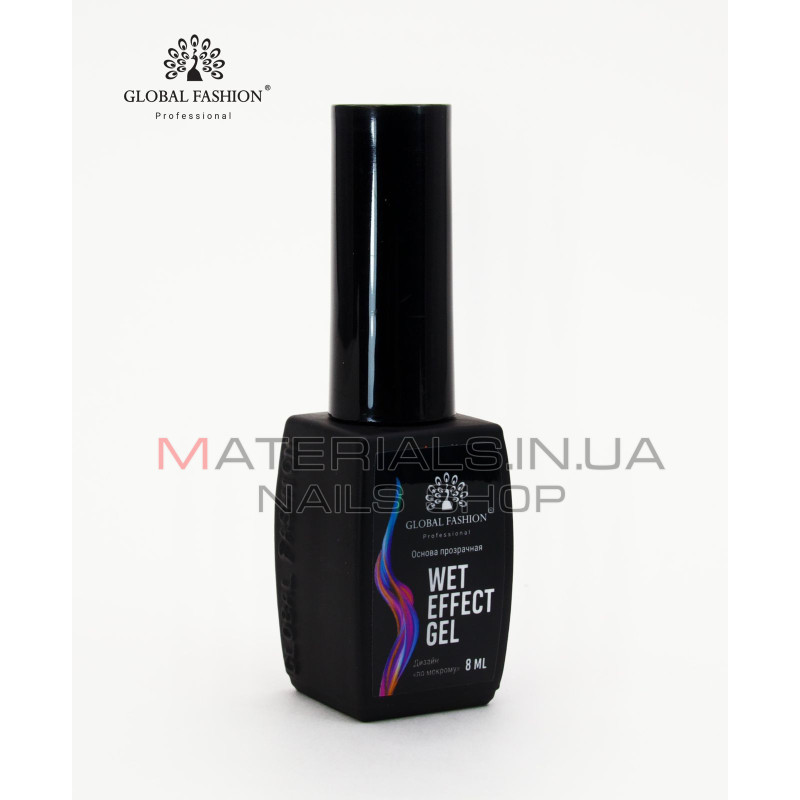 Основа для розтікання Wet effect gel, прозора, для мокрого дизайну, 8 мл.
