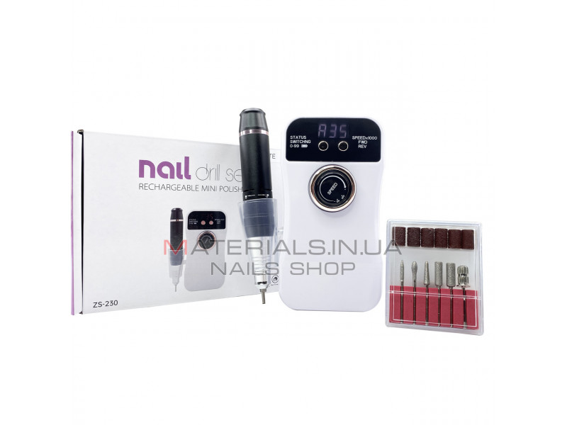 Фрезер для манікюру акумуляторний Nail Master ZS-230 35000 об/хв фрейзер на акумуляторі для нігтів