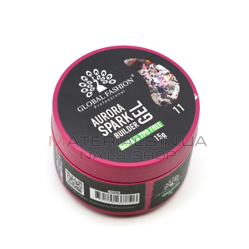 Гель для моделювання нігтів 15 г, Aurora Spark Builder gel 11
