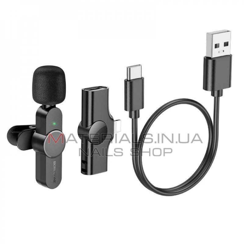 Бездротовий мікрофон для телефона Borofone BFK12, Lightning + USB-C