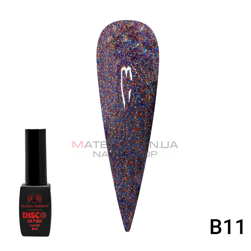 Гель лак Disco Gel Polish, Global Fashion, світловідбивний, 8 мл B11