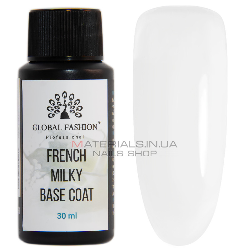 French Milky Base Coat, Фронч молочна каучукова база Global Fashion 30 мл French Milky Base Coat, Фронч молочна каучукова база Global Fashion 30 мл