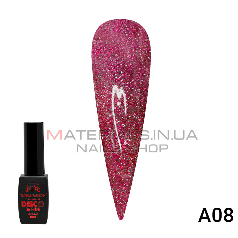 Гель лак Disco Gel Polish, Global Fashion, світловідбивний, 8 мл A08