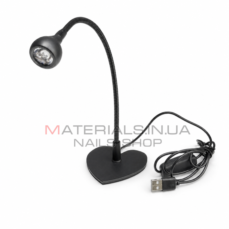 UV LED лампа на гибкой ножке с базой-сердечком 3W (USB), черный
