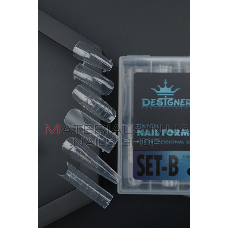 Polygel Nail Forms SET-B, 144 шт. (6 форм) - Верхні форми Дизайнер