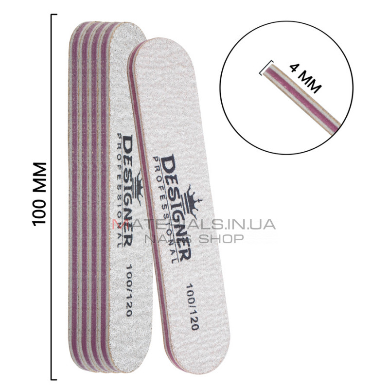 Упаковка пилок Designer 50шт, сіра, міні овальна 100/120 Упаковка пилок Designer 50шт, сіра, міні овальна 100/120