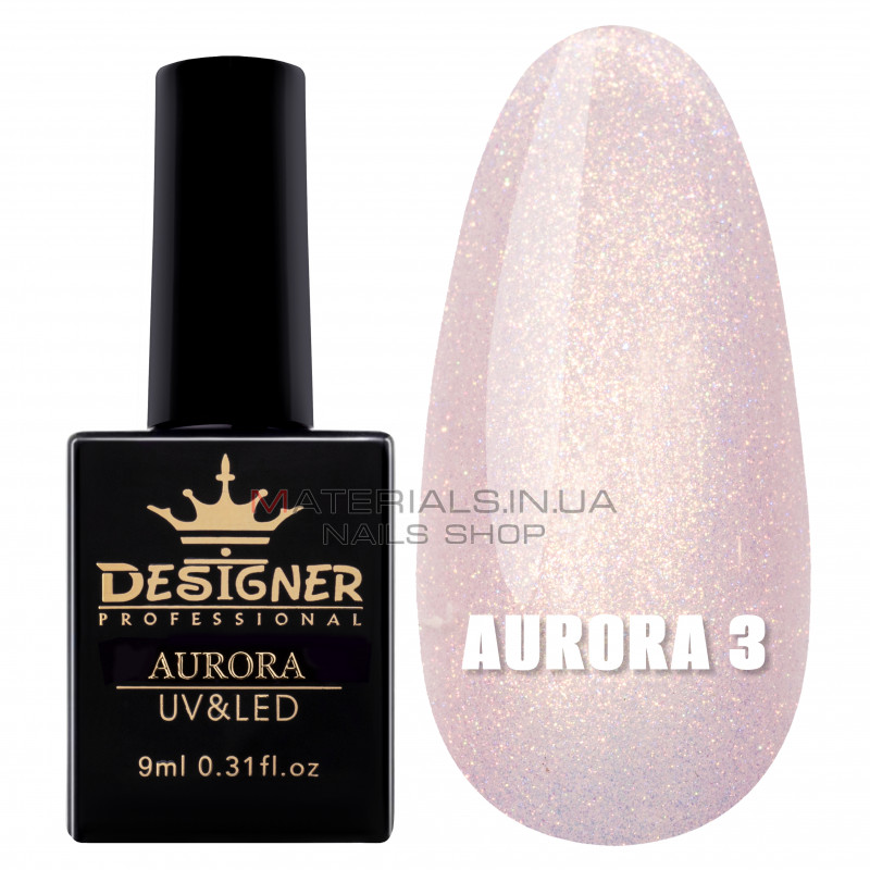 Гель-лак для дизайна Aurora Designer c эффектом втирки, 9 мл. №3 Гель-лак для дизайна Aurora Designer c эффектом втирки, 9 мл. №3