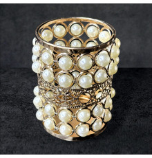 Підставка для пензлів із декоративним каменем Gold pearl round