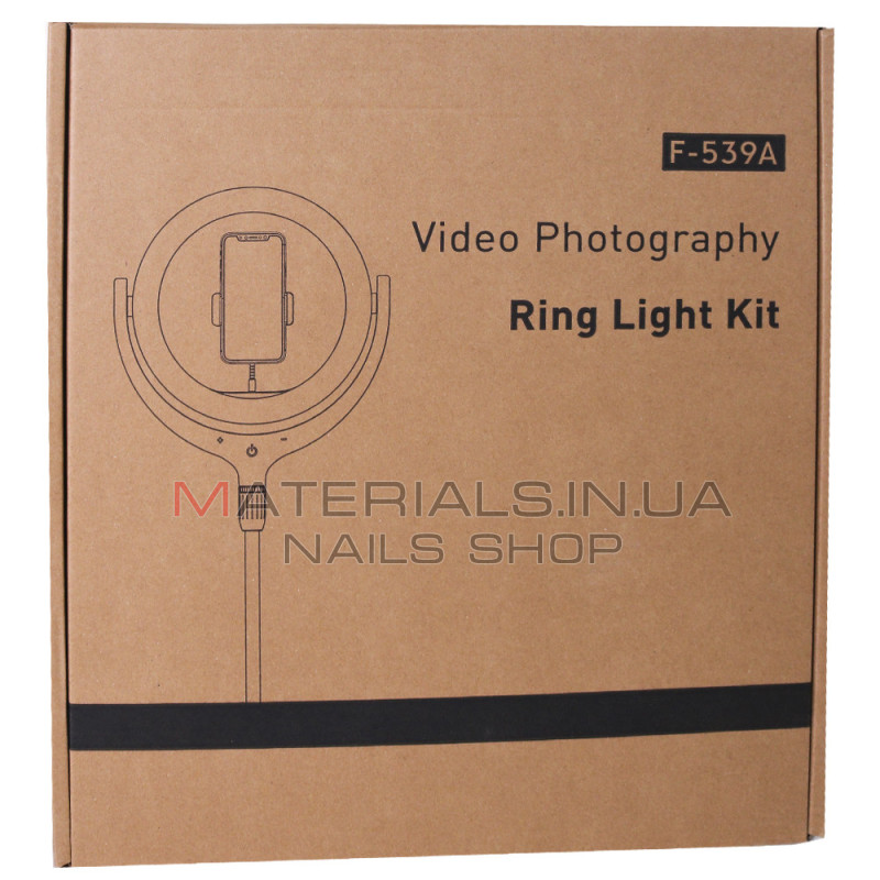 Кільцева LED-лампа F-539A, 26 см, 10″, 96 шт., 3300 K-6000 K + штатив Tripod (1,45 м) з тримачем + пульт ДК