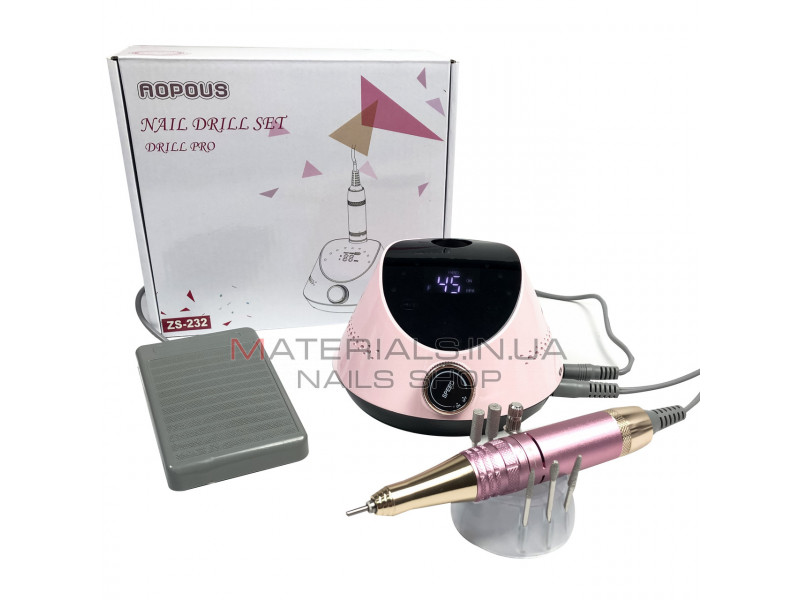 Фрезер для манікюру з насадками Nail Drill ZS-232 65 Вт 45000об/хв машинка для нігтів, шліфування лаку, makeup