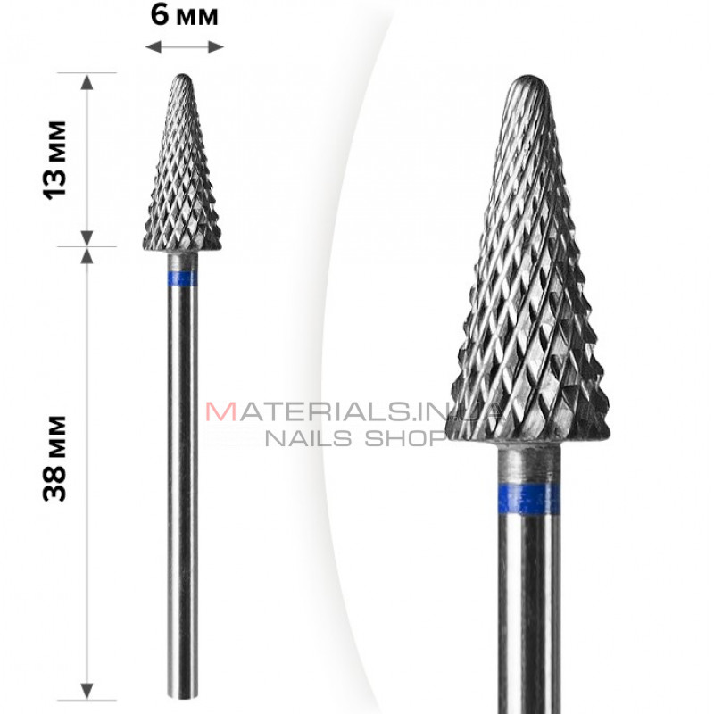 Твердосплавна фреза для зняття гель-лаку mART M-95 Конус Blue 6*13 Твердосплавна фреза для зняття гель-лаку mART M-95 Конус Blue 6*13