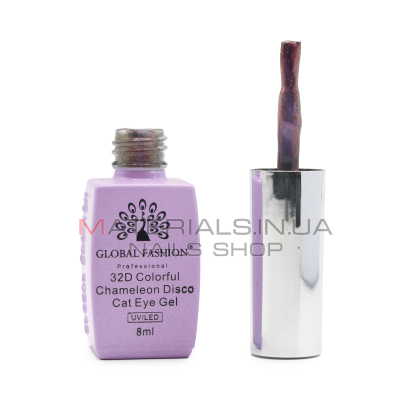 Гель лак кошачий глаз 32D Chameleon Disco, Global Fashion 8 мл №270