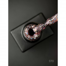 Гель лак Clow Glitter 570 Дизайнер (9мл.) - с хлопьями хамелеон разных размеров и глиттером