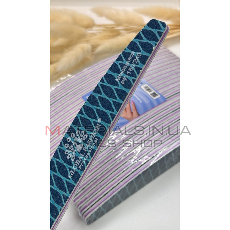 Упаковка пилок Global Fashion - синяя, змея 180/240 грит (25шт)