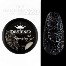 Stamping Gel Paint 3в1 (S20 Сріблястий з блискітками), 5 мл. - Гель фарба Дизайнер