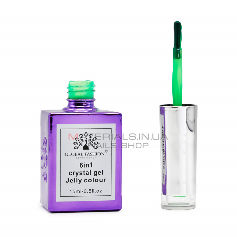 Гель для нарощування 6 in 1 crystal gel jelly colour, 15 мл, 6601