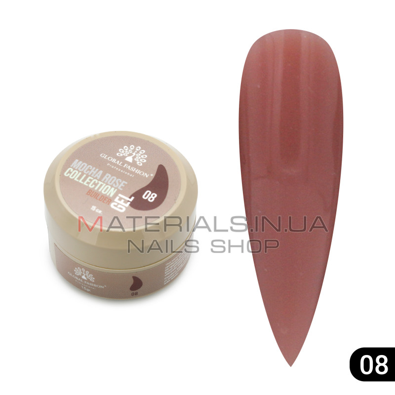 Гель для моделювання нігтів 15 гр, Mocha Rose Builder Gel 08