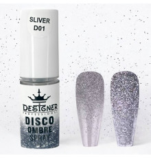 Disco Ombre Spray (7 г.) Silver D01 - світловідбивна спрей пудра Дизайнер для створення омбре на нігтях