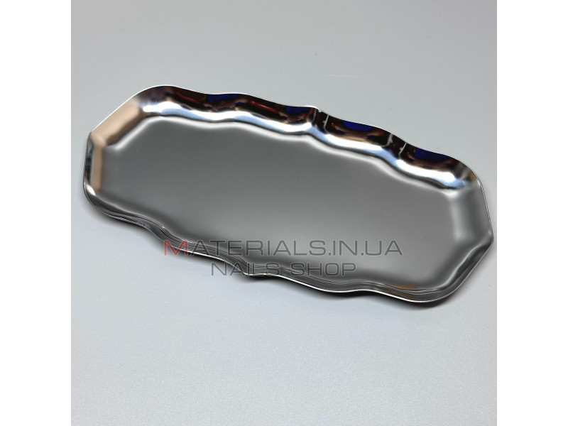 Лоток для інструментів металевий, 218х110х10 мм, фігурний, колір срібло