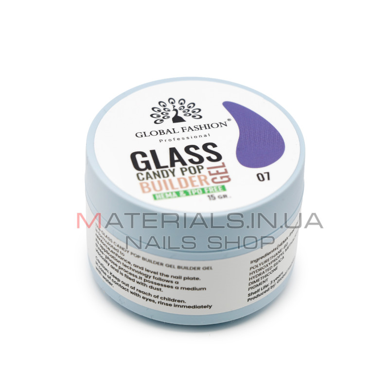 Гель для моделювання нігтів 15 г, Glass Candy Pop Builder Gel 07