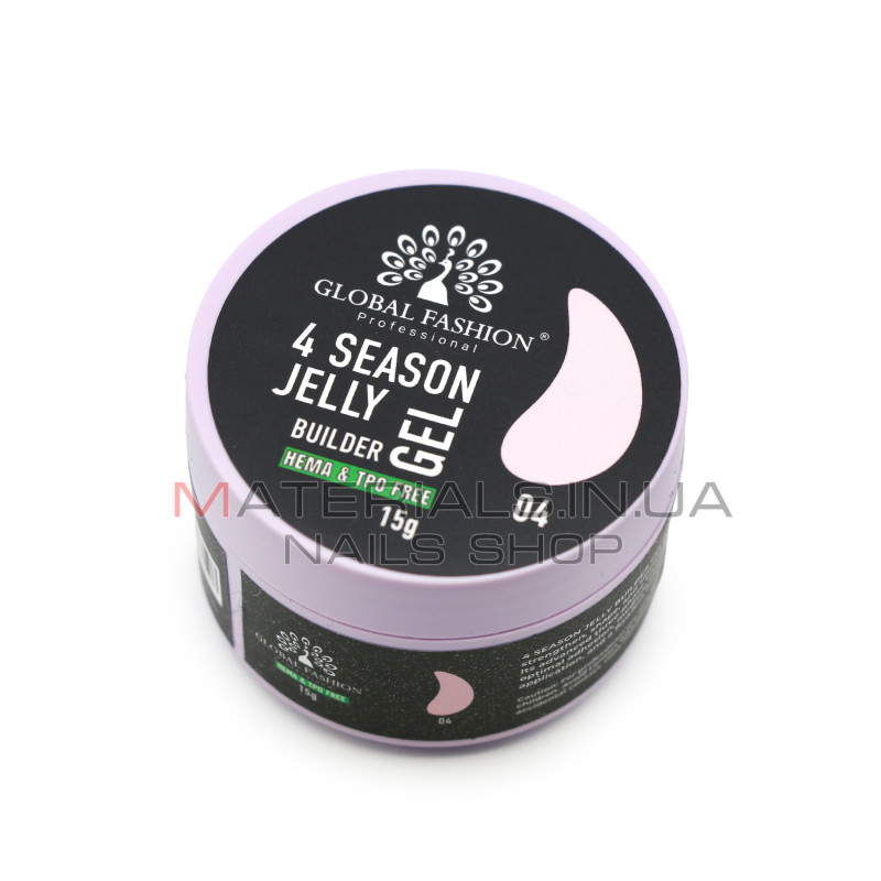 Гель для моделювання нігтів 15 г, 4 Season Jelly Builder Gel, 04