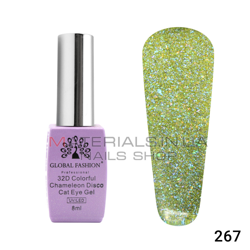 Гель лак кошачий глаз 32D Chameleon Disco, Global Fashion 8 мл №267