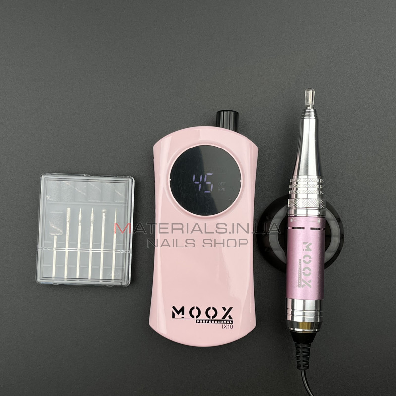 Фрезер Мокс IX10 (Pink) на акуммуляторі 45 000 об/хв і 35 W. для манікюру та педикюру Фрезер Мокс IX10 (Pink) на акуммуляторі 45 000 об/хв і 35 W. для манікюру та педикюру