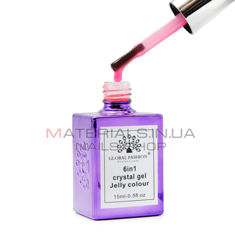 Гель для нарощування 6 in 1 crystal gel jelly colour, 15 мл, 6603