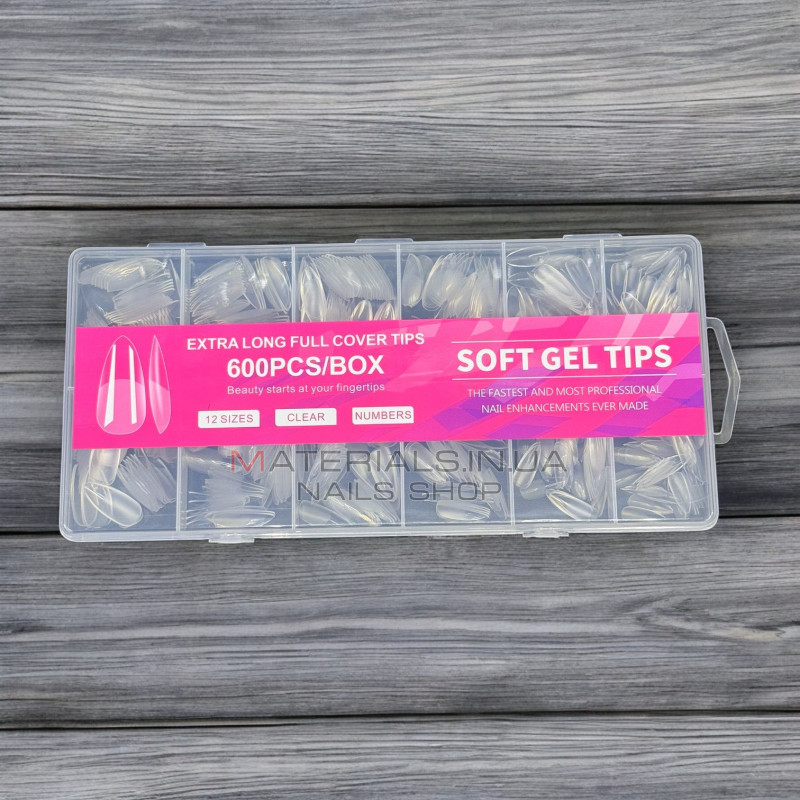 Типсы гелевые Soft Gel Tips, 600 шт., балерина короткие Типсы гелевые Soft Gel Tips, 600 шт., балерина короткие