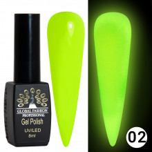 Гель лак Luminous Global Fashion 8 мл, светящийся в темноте, 02