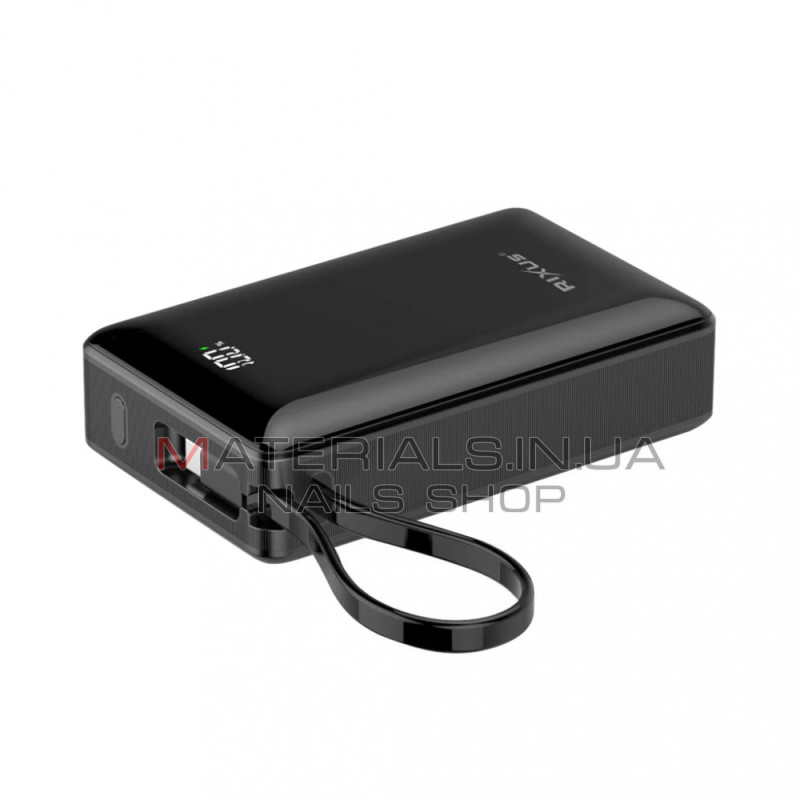 Power Bank Rixus RXPB02B, 20000 мА·год, 22,5 Вт, вбудований кабель USB-C